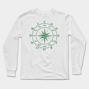 Circle of Fifths Compass Style Dark Green Long Sleeve T-Shirt